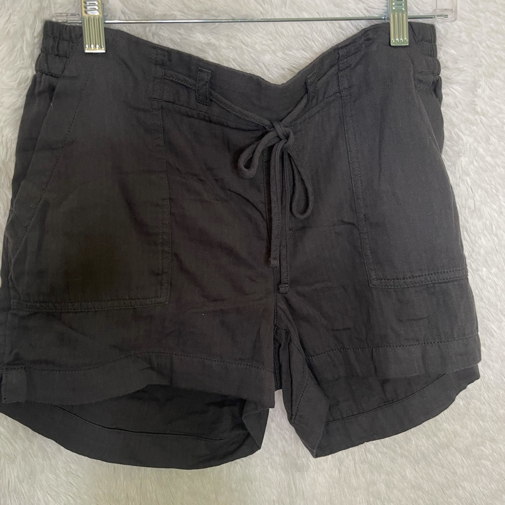 Gray paper bag shorts with pockets